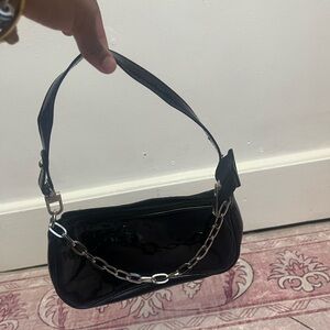 Black Patent Leather Shoulder Bag